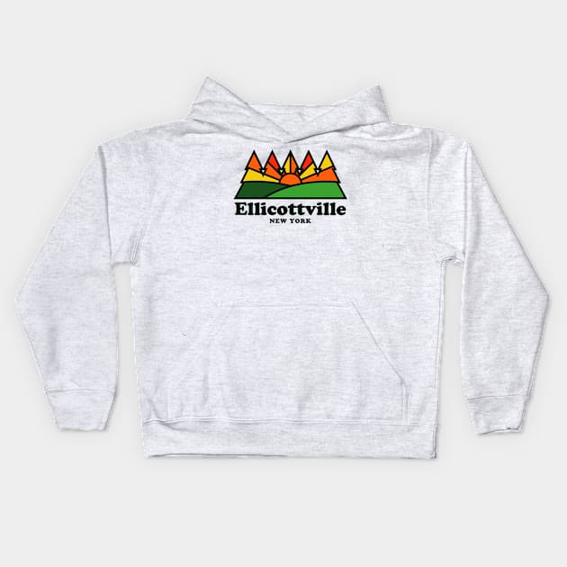 Ellicottville NY New York Retro Vintage Mountains Kids Hoodie by PodDesignShop